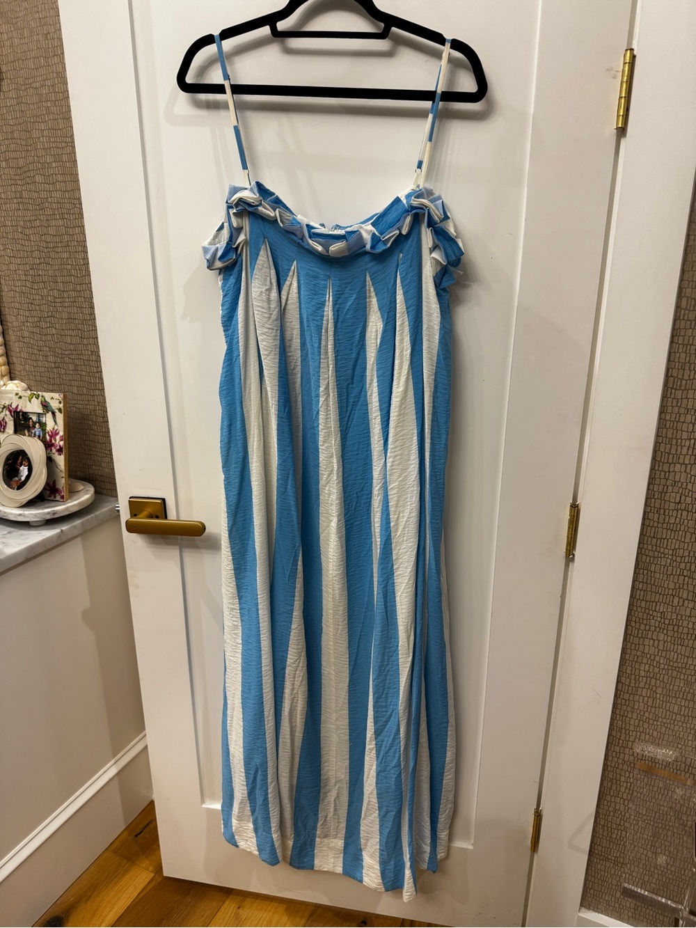 Maeve Blue and White Tiered Ruffle Maxi Dress - Picture 5 of 7